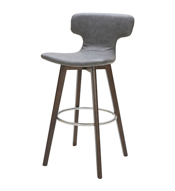 LA Furniture Zach Mid-Century Dark Grey Eco-Leather Bar Stool VGKKY1252-DKGRY Contemporary Style by Vig Furnitrue Number 72707 Catch Home Goods